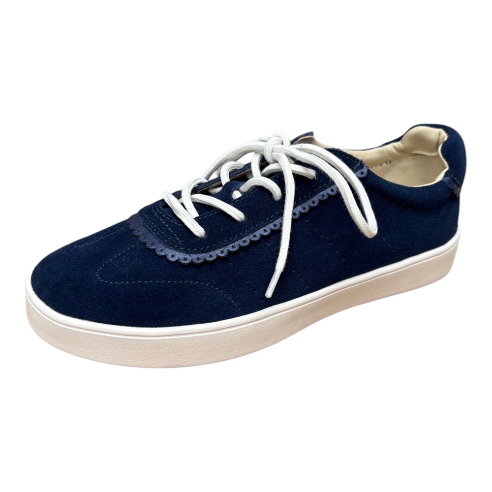 Spenco Women’s 7 1/2D “Camden” Blue Suede Scalloped Eyelet Lace Up Sneakers